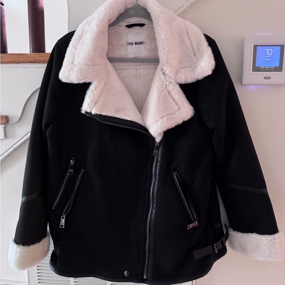 Steve Madden Cream Faux Fur Jacket